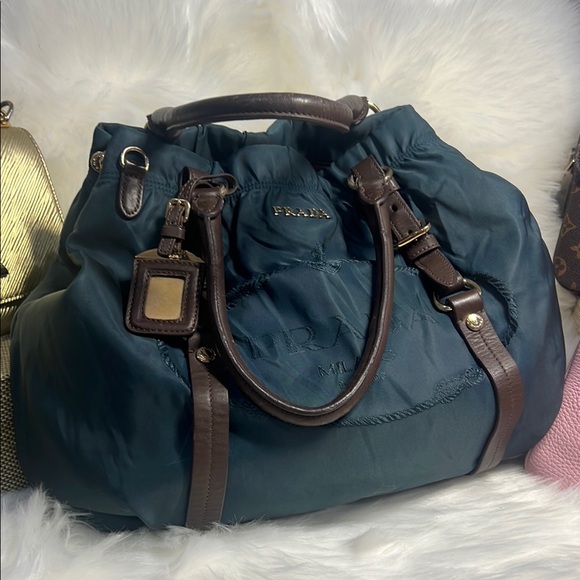Prada Nylon Teal and Brown Women's Bag - Picture 1 of 8